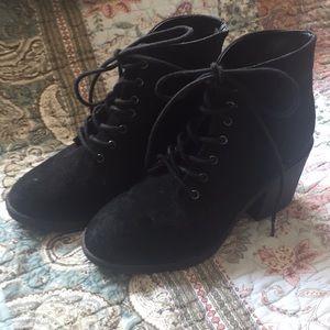 Black velvet boots size 7